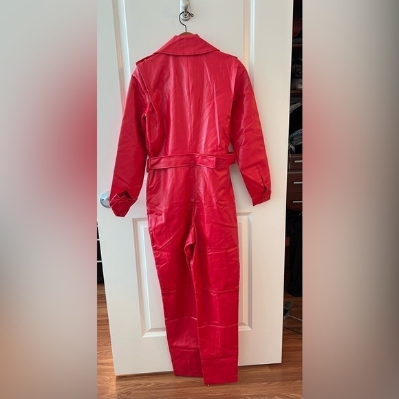 Ronny Kobo Alie Faux Leather Jumpsuit In Red NWT Size S - Picture 8 of 16